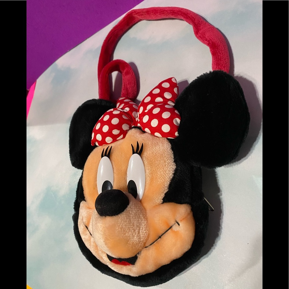 DISNEY NWOT MINNIE MOUSE VINTAGE 90”s COLLECTABLE PLUSH 3D MINNIE MOUSE PURSE